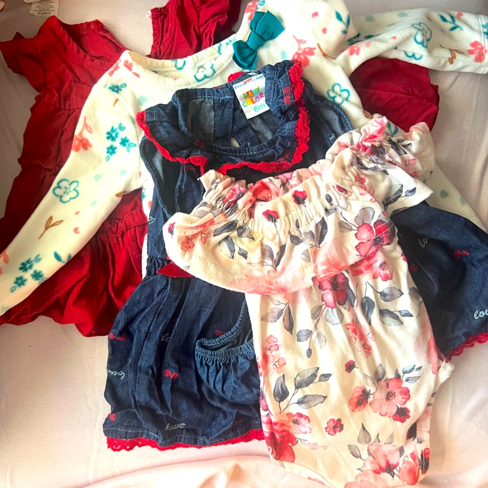 6 pc baby girl clothes bundle 3-6 months